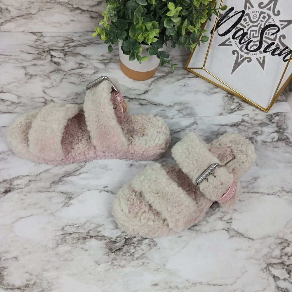 UGG FUZZ YEAH SANDAL SLIPPER ADJUSTABLE WOMEN'S SIZE 8 PINK